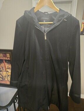 Anne Klein Black Rain Coat With Hood